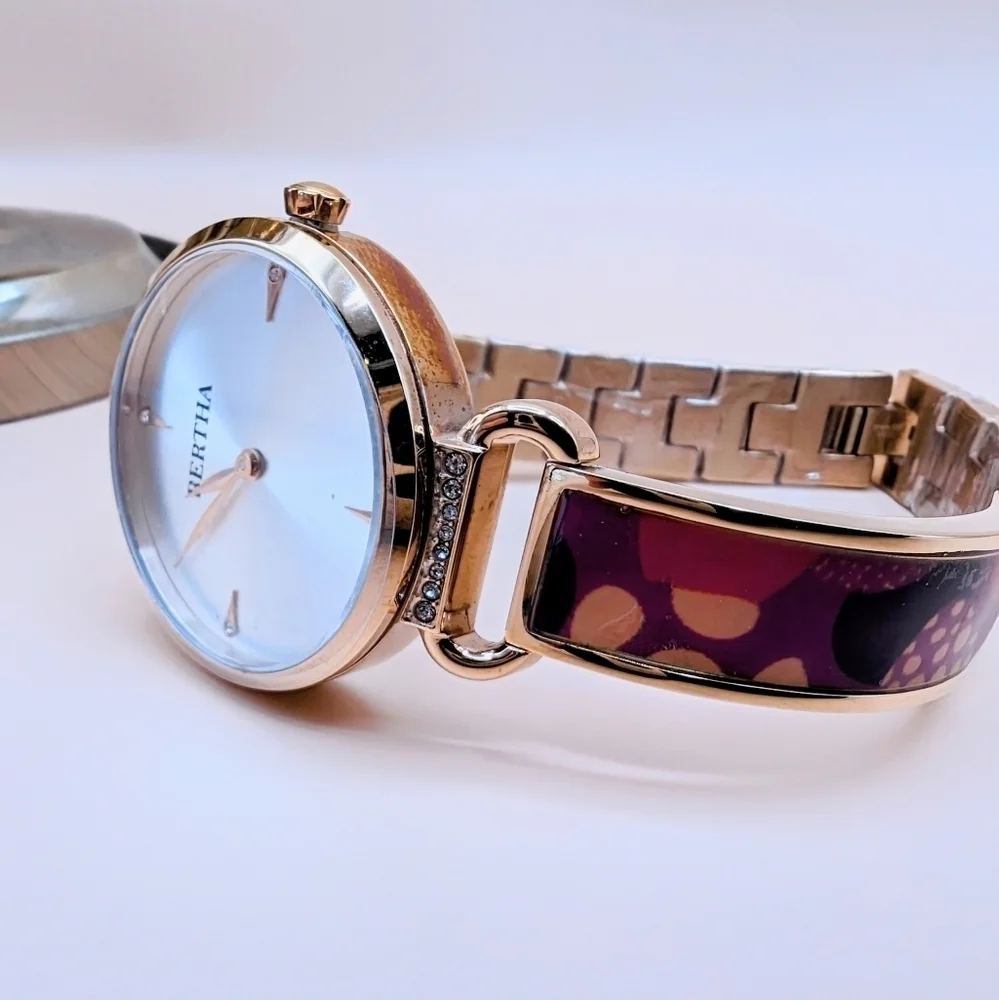 Bertha Bracelet Watch Quartz  Crystal Gold Pink Watches For Women - Picture 2 of 14
